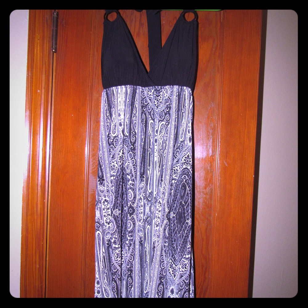 Dots halter maxi dress, small